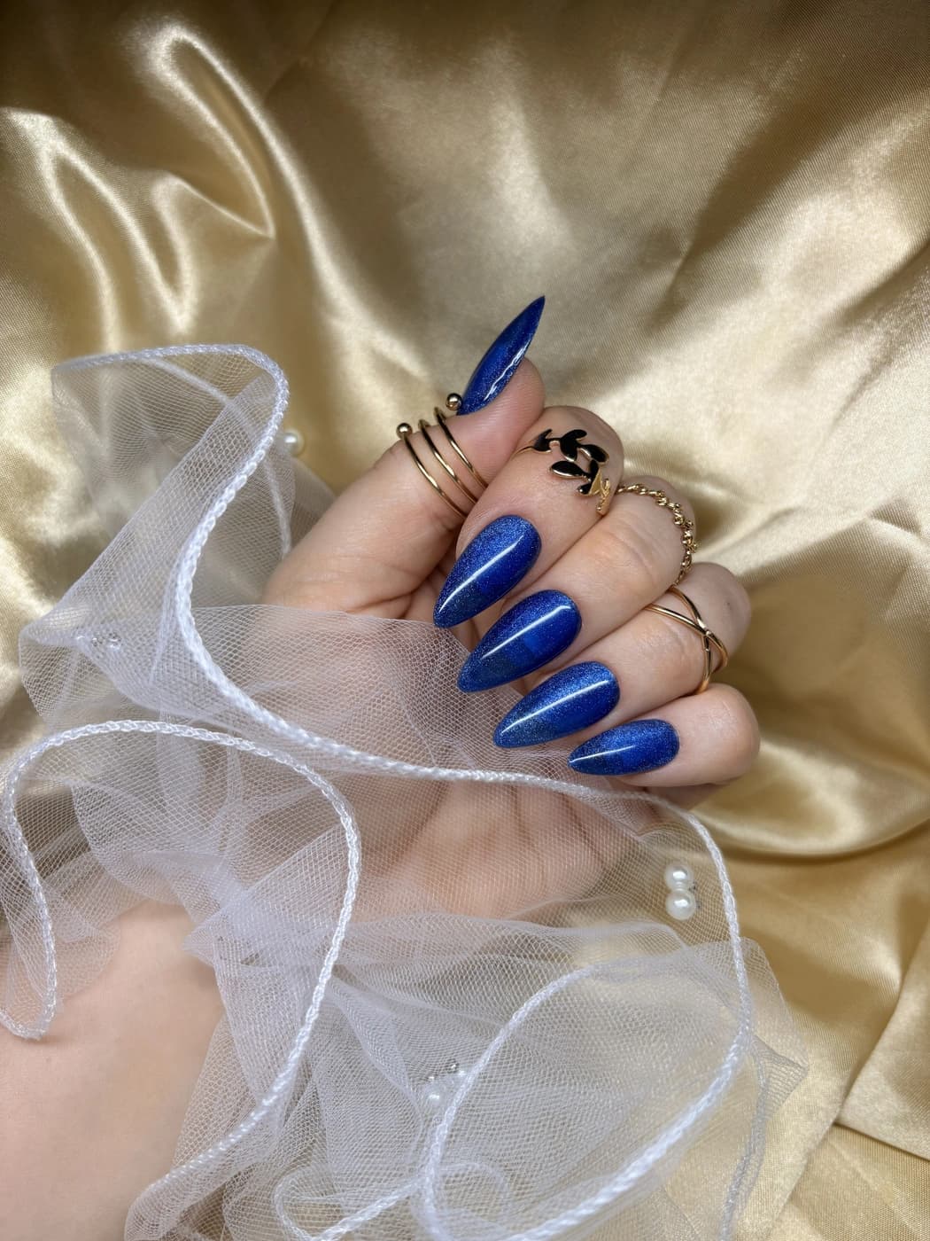Cat Eye Press-On Nails Glossy – Blau