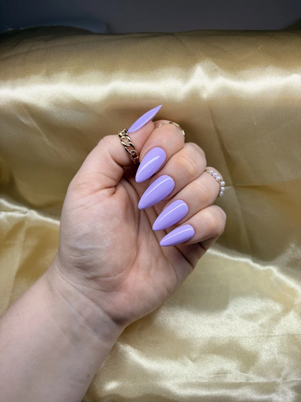 Einfarbige Press-On Nails Glossy – Pastell Lila