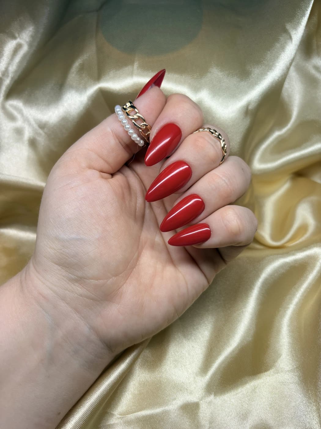 Einfarbige Press-On Nails Glossy – Rot