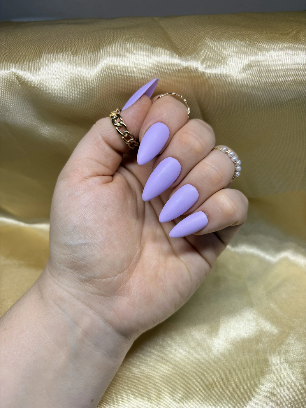 Einfarbige Press-On Nails Matt – Pastell Lila