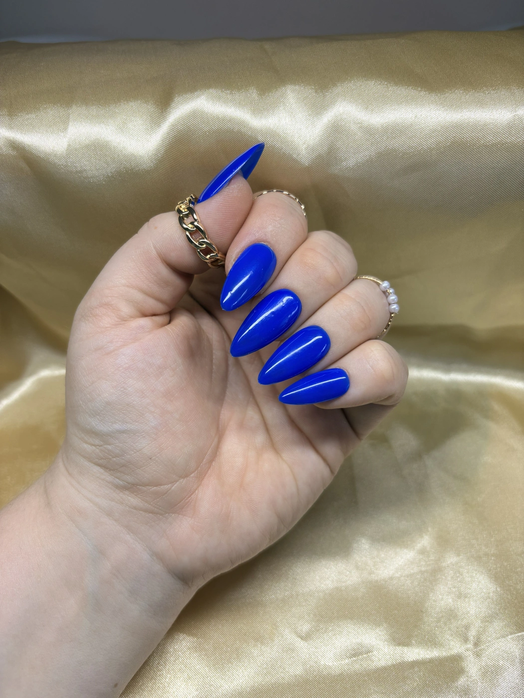 Einfarbige Press-On Nails Glossy – Dunkelblau